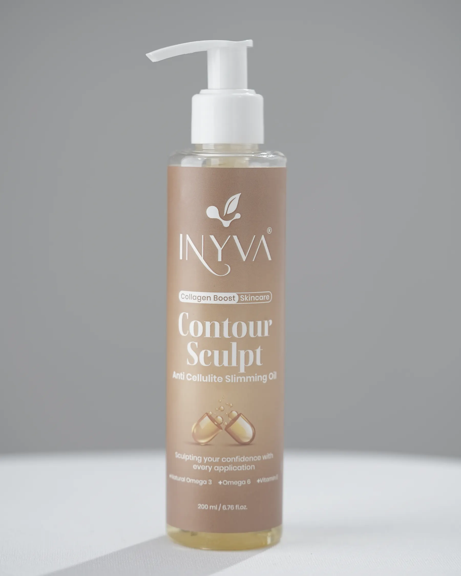 INYVA Contour Sculpt Anti-Cellulite Slimming Oil in its pump bottle