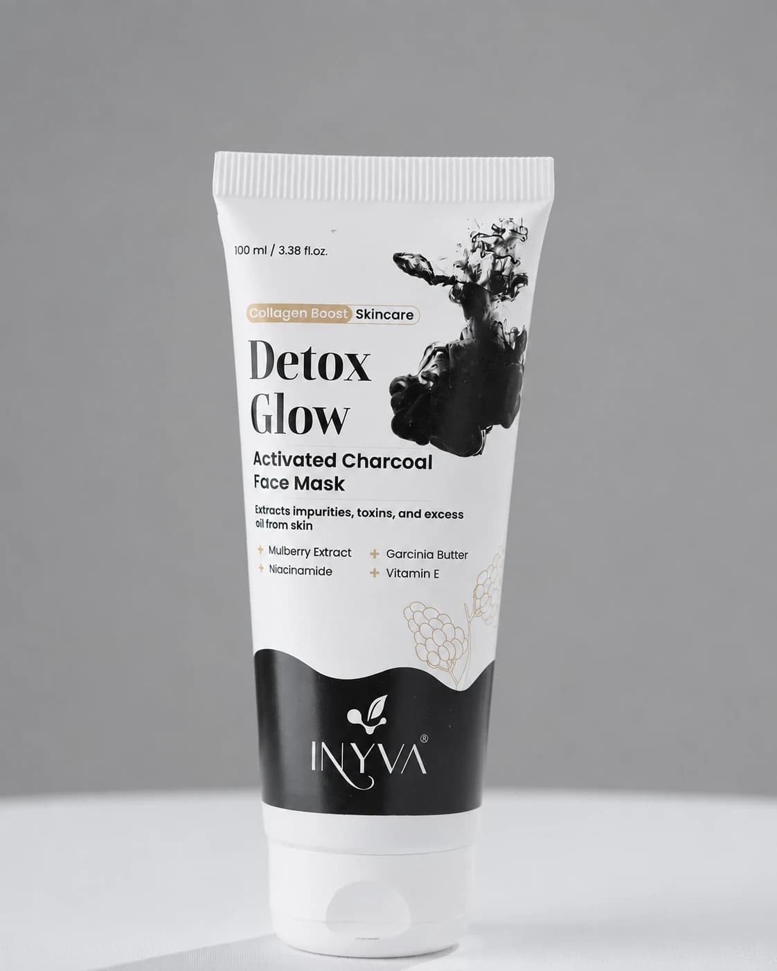 INYVA Detox Glow Activated Charcoal Face Mask tube