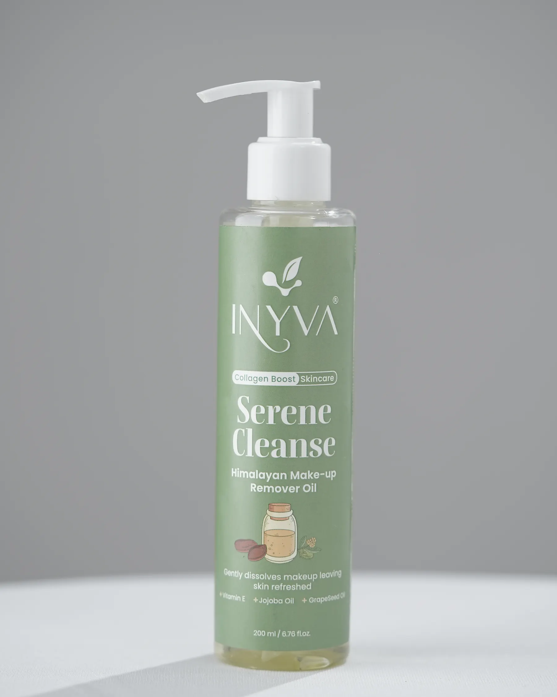 INYVA Serene Cleanse Himalayan Make-Up Remover Oil in its pump bottle